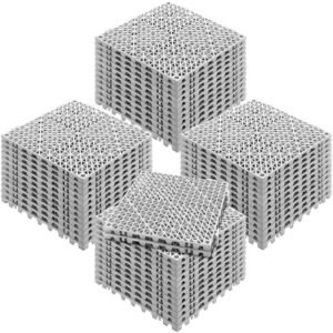 Interlocking Tile 50PCS Gray, Drainage Tiles 12" x 12" Splicing, Soft PVC Interlocking Drainage Floor Tiles, Non-Slip Drainage Holes for Restroom, Bathroom, Kitchen, Pool, Wet Areas