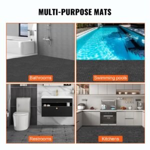 interlocking tile 55pcs black drainage tiles 12 x 12 splicing soft pvc interlocking drainage floor tiles non slip drainage holes for restroom bathroom kitchen pool wet areas 2.jpg