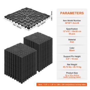 interlocking tile 55pcs black drainage tiles 12 x 12 splicing soft pvc interlocking drainage floor tiles non slip drainage holes for restroom bathroom kitchen pool wet areas 3.jpg