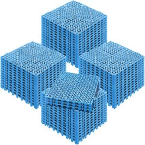Interlocking Tile 55PCS Blue, Drainage Tiles 12" x 12" Splicing, Soft PVC Interlocking Drainage Floor Tiles, Non-Slip Drainage Holes for Restroom, Bathroom, Kitchen, Pool, Wet Areas, Blue