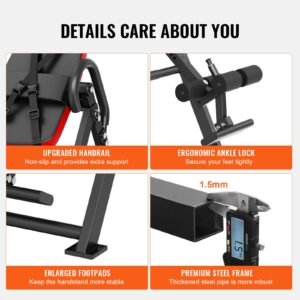 inversion table 300 lbs capacity heavy duty inversion table decompression back stretcher machine strength training equipment with headrest ankle lock adjustable protective belt redblack 5.jpg