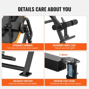 inversion table 300lbs capacity heavy duty inversion table decompression back stretcher machine strength training equipment with headrest ankle lock adjustable protective belt orangeblack 5.jpg