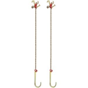 J Hook Chain, 5/16 in x 10 ft Bridle Tow Chain, G80 Bridle Transport Chain, Alloy Steel Chain with 2 G70 J Hooks, 9260 Lbs Break Strength Tow Hooks for Trucks, J Hooks Towing Straps 2PCS