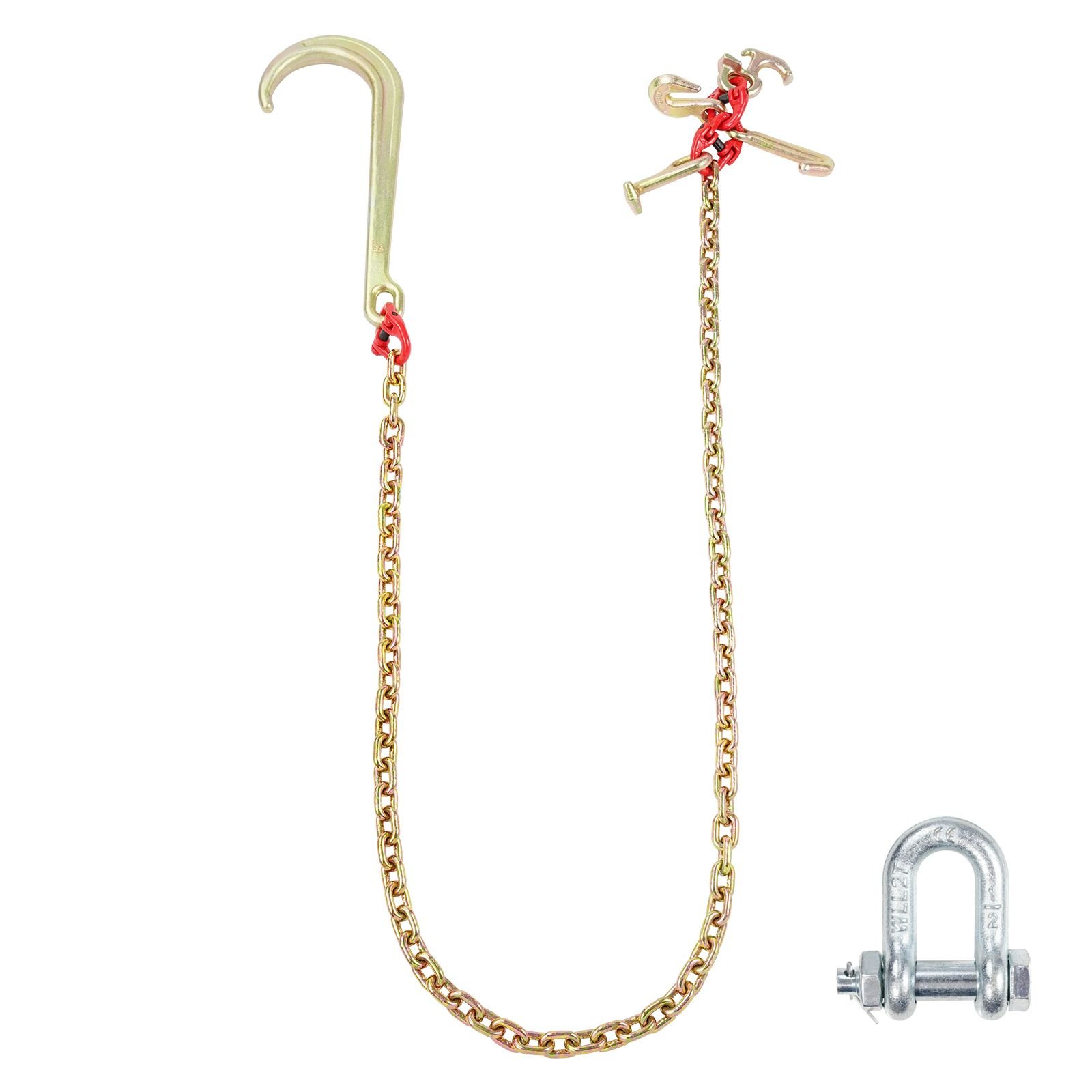j hook chain 516 x 6 g80 15 long shank j hook tow chain with rtj cluster hook grab hook 5400 lbs safe working load heavy duty transport truck chain for wrecker recovery trailer towing.jpg