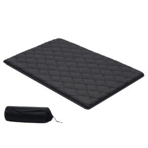 Japanese Tatami Mat, Full Size Foldable Japanese Tatami Mattress, Futon Mattress with Storage Bag & Fastener, 9-Layer Floor Mat for Sleeping, Dormitory, Meditation, Yoga, 80 x 54 x 3.5 in, Black