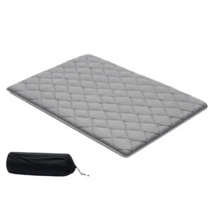 Japanese Tatami Mat, Full Size Foldable Japanese Tatami Mattress, Futon Mattress with Storage Bag & Fastener, 9-Layer Floor Mat for Sleeping, Dormitory, Meditation, Yoga, 80 x 54 x 3.5 in, Gray