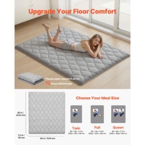 japanese tatami mat queen size foldable japanese tatami mattress futon mattress with storage bag fastener 9 layer floor mat for sleeping dormitory meditation yoga 80 x 60 x 35 in gray 1.jpg