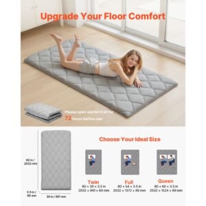 japanese tatami mat twin size foldable japanese tatami mattress futon mattress with storage bag fastener 9 layer floor mat for sleeping dormitory meditation yoga 80 x 39 x 35 in gray 1.jpg