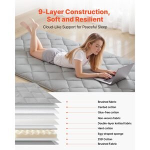 japanese tatami mat twin size foldable japanese tatami mattress futon mattress with storage bag fastener 9 layer floor mat for sleeping dormitory meditation yoga 80 x 39 x 35 in gray 2.jpg