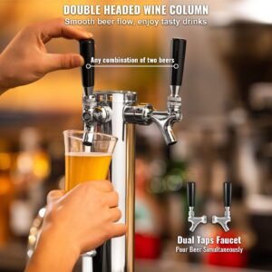 kegerator tower kit dual taps beer conversion kit stainless steel keg beer tower dispenser with dual gauge cga320 regulator d system keg coupler self closing spring for party bar home 3.jpg