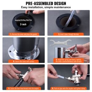 kegerator tower kit dual taps beer conversion kit stainless steel keg beer tower dispenser with dual gauge cga320 regulator d system keg coupler self closing spring for party bar home 5.jpg