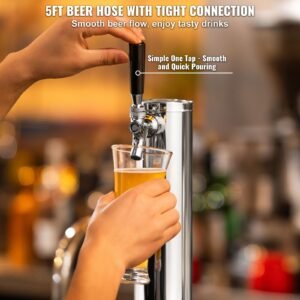 kegerator tower kit single tap beer conversion kit stainless steel keg beer tower dispenser with dual gauge cga320 regulator d system keg coupler self closing spring for party bar home 3.jpg