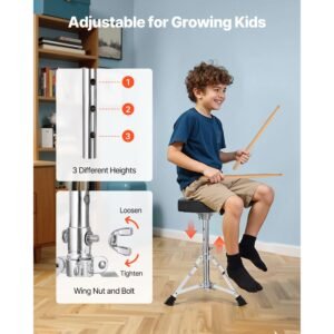 kids drum set 3 piece 14 in junior drum sets beginner drums set with adjustable throne cymbal two pairs of drumsticks musical learning drums instruments kit for children ages 6 13 blue 5.jpg