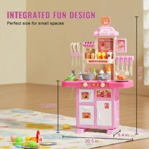 kids kitchen playset toddler kitchen with cooking stove with steam sounds and lights play kitchen set with 48 pcs cooking accessory set for toddlers preschoolers children ages 3 5 pink 2.jpg