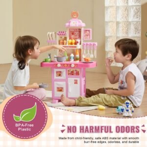 kids kitchen playset toddler kitchen with cooking stove with steam sounds and lights play kitchen set with 48 pcs cooking accessory set for toddlers preschoolers children ages 3 5 pink 3.jpg
