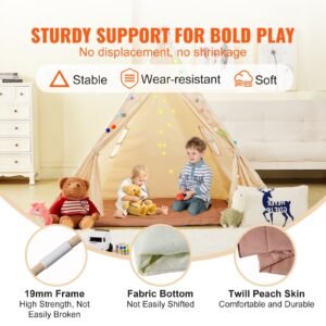 kids play tent teepee tent for kids 1 5 years old tent for kids with windows for indoor and outdoor toddler tent with mat and plush decorative balls for boys and girls beige 2.jpg