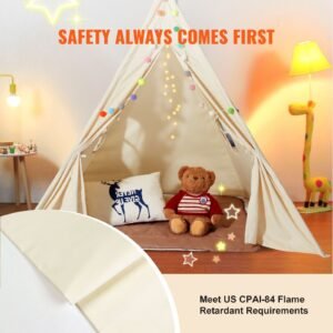 kids play tent teepee tent for kids 1 5 years old tent for kids with windows for indoor and outdoor toddler tent with mat and plush decorative balls for boys and girls beige 3.jpg