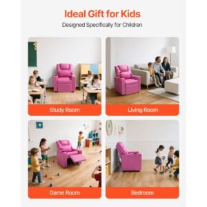 kids reclining chair toddler recliner with cup holder 101 to 121 adjustable backrest easy to clean pu leather recliner couch with footrest 90 lbs load for boys girls children pink 17.jpg