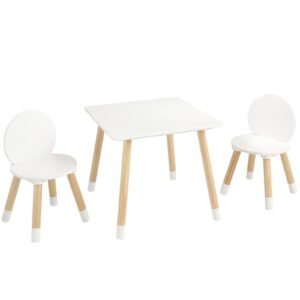 Kids Table and 2 Chairs Set, Toddler Table and Chair Set, Children Multi-Activity Table for Art, Craft, Reading, Learning, 1 Table and 2 Chairs