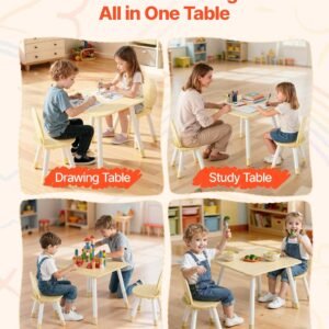 kids table and 2 chairs set toddler table and chair set with rounded edge design graffiti desktop wooden desk for art craft reading learning drawing classroomdaycarehome burlywood 2.jpg