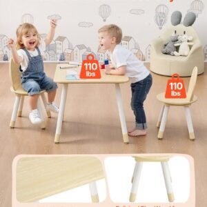 kids table and 2 chairs set toddler table and chair set with rounded edge design graffiti desktop wooden desk for art craft reading learning drawing classroomdaycarehome burlywood 3.jpg