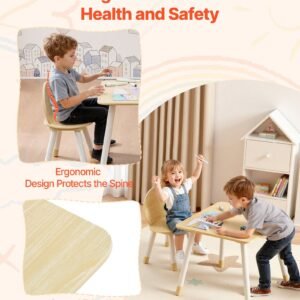 kids table and 2 chairs set toddler table and chair set with rounded edge design graffiti desktop wooden desk for art craft reading learning drawing classroomdaycarehome burlywood 5.jpg