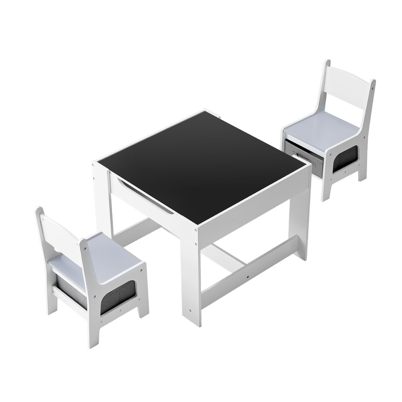 kids table and 2 chairs set toddler table and chair set with storage space under the table cloth storage box under the chairs wooden desk for art craft reading learning drawing white.jpg