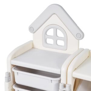 kids toy storage with bookshelf 4 tier large toy storage organizer with 10 plastic movable bins kids cubby cabinet with bookshelf and drawing board for study room playroom classroom nursery 4.jpg