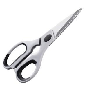 kitchen scissors durable stainless steel kitchen shears with protective sheath heavy duty cooking shears soft grip comfort handle kitchen utensil for cutting meat food fish poultry grey 5.jpg