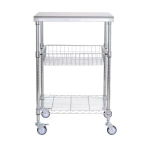 kitchen utility cart 3 tiers wire rolling cart with 470lbs capacity steel service cart on wheels metal storage trolley with 76mm basket curved handle pp liner 6 hooks for indoor and outdoor 4.jpg