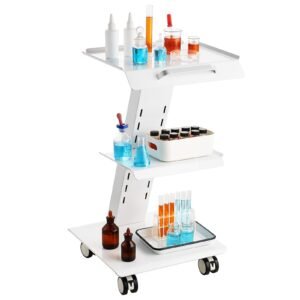 lab trolley rolling lab cart with built in socket 3 layer metal mobile trolley tray rolling clinic cart with swivel wheels 220 lbs weight capacity for lab clinic beauty and salon 3.jpg