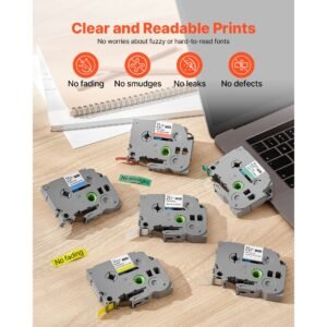 Label Maker Tape, 6 Pack, 0.47 in / 12 mm Colored Label Maker Refills Compatible for Various Types of Brother P-Touch, Replacement for Letra Tag TZe-131 TZe-231 TZe-431 TZe-531 TZe-631 TZe-731
