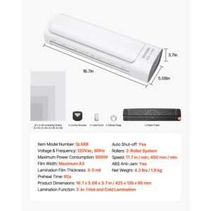 laminator machine cold and hot laminator for max a3 paper size 1 min quick warm thermal laminator 3 5 mil thickness ideal for home office business or school supplies white grey 5.jpg