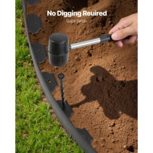 landscape edging, 66 ft x 4 in plastic garden border edging with 60 spikes & 2 ground stakes, no dig, flexible lawn edgings roll, uv resistant mini fence borders for flower beds yard paver