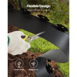 landscape edging, 66 ft x 4 in plastic garden border edging with 60 spikes & 2 ground stakes, no dig, flexible lawn edgings roll, uv resistant mini fence borders for flower beds yard paver
