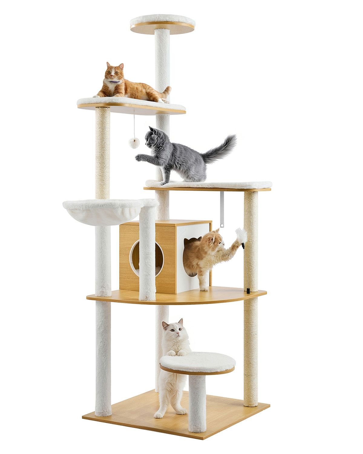 large cat tree 689 inches tall cat tower multi level cat condo furniture activity center with cozy perches sisal scratching posts hammock big kittens house for indoor cats play rest.jpg