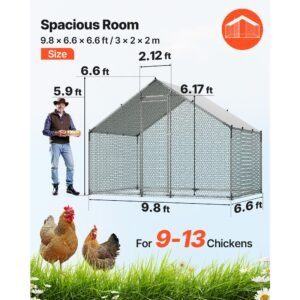 large metal chicken coop 98 x 66 x 66 ft walk in chicken runs with waterproof cover spire roof hen house enclosure with lock outdoor duck rabbit cage poultry pen for backyard farm yard 1.jpg
