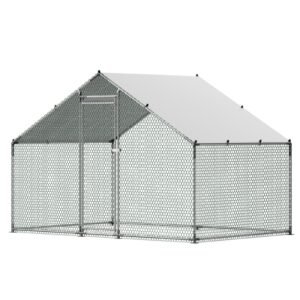 large metal chicken coop 98 x 66 x 66 ft walk in chicken runs with waterproof cover spire roof hen house enclosure with lock outdoor duck rabbit cage poultry pen for backyard farm yard.jpg