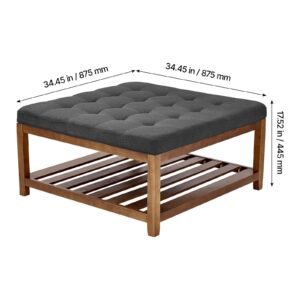large square ottoman coffee table 345 inch tufted coffee table with solid wood shelf storage linen solid upholstered footrest ottoman for bedroom living room 400 lbs dark gray 1.jpg