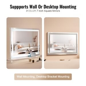large vanity mirror with lights and bluetooth speaker three color lighting modes lighted makeup led mirror5x magnificationusbsmart touch controldesktop wall mount 315x217in white 3.jpg