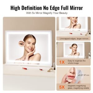 large vanity mirror with lights and bluetooth speaker three color lighting modes lighted makeup led mirror5x magnificationusbsmart touch controldesktop wall mount 315x217in white 4.jpg