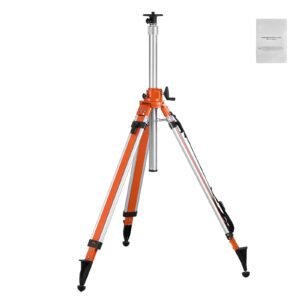 Laser Level Tripod Stand, 5/8"-11 Thread Mount, 45.07-114.37 inch Height Adjustment Heavy Duty Survey Tripod, with Level Bubble & Diffusion Limiter , Liftable Non-Skid Feet for Construction