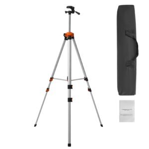 Laser Level Tripod, ¼ x 20 Thread Mount, 27.36-68.11 inch Height Adjustment with Integrated Level Bubble Lightweight Laser Scanner Stand, Retractable Legs Aluminum Tripod for Stable Measurement