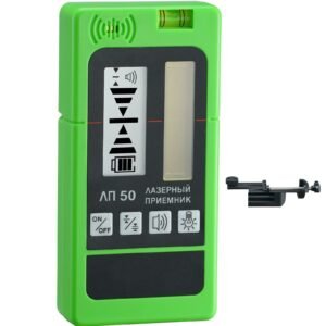Laser Receiver, 197 ft Working Range, Green Laser and Red Beam Detector for Pulsing Line Lasers, Customizable Speaker & Dual LCD Display & Built-In Bubble Level with Clamp for Laser Level