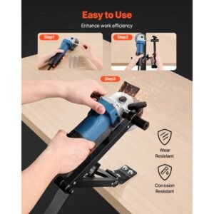 lawn mower blade sharpener, 15° 45° adjustable lawnmower blade sharpening tool with 4 adapter pins, ball bearing design & 25mm enlarged handle, compatible with most angle grinders