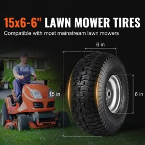 lawn mower tires 15x6 6 lawn tractor tires 2 pack tire and wheel assemblies turf pneumatic tires with 3 centered hub and 34 bushing size 16 pcs adapters for riding mowers lawn tractors 1.jpg