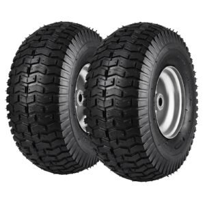 lawn mower tires 15x6 6 lawn tractor tires 2 pack tire and wheel assemblies turf pneumatic tires with 3 centered hub and 34 bushing size 16 pcs adapters for riding mowers lawn tractors 5.jpg