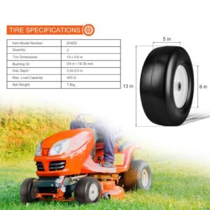 lawn mower tires with rim 13x5 6 tubeless tractor tires 2 pack tire and wheel assembly flat free pu tires 325 59 centered hub 34 bushing size 20 pcs adapter for lawn mowers tractors 3.jpg