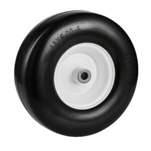 Lawn Mower Tires with Rim, 13x5-6" Tubeless Tractor Tires, 2-Pack Tire and Wheel Assembly, Flat-free PU Tires, 3.25"-5.9" Centered Hub, 3/4" Bushing Size, 20 PCS Adapter for Lawn Mowers Tractors