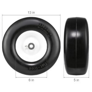 lawn mower tires with rim 13x5 6 tubeless tractor tires 2 pack tire and wheel assembly flat free pu tires 325 59 centered hub 34 bushing size 20 pcs adapter for lawn mowers tractors 4.jpg